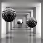Miniatura fototapety Geometryczne kule w tunelu 3D