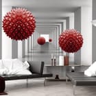 Miniatura fototapety Czerwone kule w białym tunelu we wnętrzu salonu