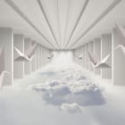 Miniatura fototapety Papierowe żurawie w białym tunelu