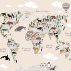 Miniatura fototapety Mapa świata z zwierzętami