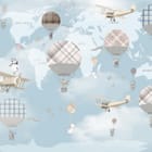Miniatura fototapety Balony na tle mapy świata