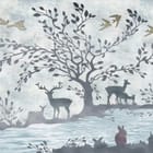 Miniatura fototapety Drzewo z Jeleniami i Ptaki