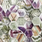 Miniatura fototapety Heksagonalne płytki z liśćmi