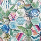 Miniatura fototapety Heksagonalne wzory z liśćmi palmowymi