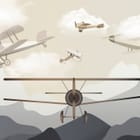 Miniatura fototapety Dwupłatowce nad górskimi szczytami