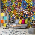 Miniatura fototapety Kolorowy Wzór Kwiatowy we wnętrzu salonu