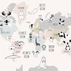 Miniatura fototapety Mapa świata z rysunkowymi zwierzętami