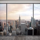 Miniatura fototapety Panorama miasta przez okno