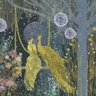 Miniatura fototapety Złote pawie na nocnym niebie