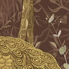 Miniatura fototapety Złote pawie na gałęzi fragment #1