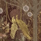 Miniatura fototapety Złote pawie na gałęzi