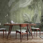 Miniatura fototapety Tropikalne Liście na Zielonym Tle we wnętrzu kuchni