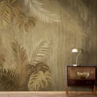 Miniatura fototapety Tropikalne liście na tle jodełki we wnętrzu przedpokoju