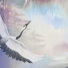 Miniatura fototapety Żurawie na tle gór i wodospadów fragment #1