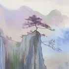 Miniatura fototapety Żurawie na tle gór i wodospadów fragment #3