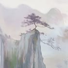 Miniatura fototapety Żurawie na skale w górskim krajobrazie fragment #3