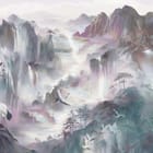 Miniatura fototapety Żurawie na skale w górskim krajobrazie