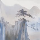 Miniatura fototapety Żurawie na skale w górach fragment #3