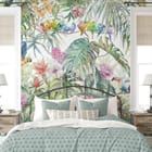 Miniatura fototapety Kolorowe ptaki w tropikalnej dżungli we wnętrzu sypialni