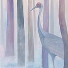 Miniatura fototapety Las z wysokimi drzewami w mgle fragment #1