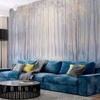 Miniatura fototapety Las z wysokimi drzewami w mgle we wnętrzu salonu