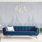 Miniatura fototapety Firany z delikatnym wzorem we wnętrzu salonu