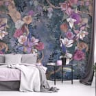 Miniatura fototapety Kwiaty na tle gałęzi drzewa we wnętrzu sypialni