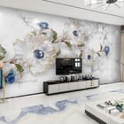 Miniatura fototapety Dekoracyjne Kwiaty z Perłami we wnętrzu salonu