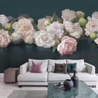 Miniatura fototapety Bukiet piwonii na ciemnym tle we wnętrzu salonu