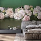 Miniatura fototapety Bukiet Różowych Piwonii we wnętrzu sypialni