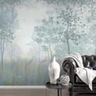 Miniatura fototapety Mglisty las z wysokimi drzewami we wnętrzu salonu