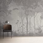 Miniatura fototapety Gęsty las z wysokimi drzewami we wnętrzu przedpokoju