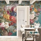 Miniatura fototapety Bukiet Kwiatów w Ozdobnym Wazonie we wnętrzu kuchni