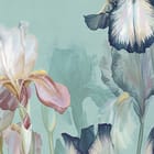 Miniatura fototapety Kwiaty irysów na tle nieba fragment #1