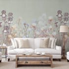 Miniatura fototapety Kwiaty irysów na łące we wnętrzu salonu