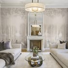 Miniatura fototapety Las z wysokimi drzewami i mgłą we wnętrzu salonu