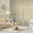 Miniatura fototapety Las z wysokimi drzewami i jeziorem we wnętrzu salonu