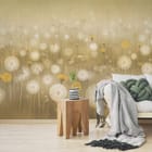 Miniatura fototapety Dmuchawce na łące z żółtymi kwiatami we wnętrzu salonu