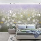 Miniatura fototapety Dmuchawce na łące z fioletowym niebem we wnętrzu sypialni