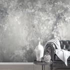 Miniatura fototapety Gęste liście i pnącza w szarości we wnętrzu salonu