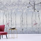 Miniatura fototapety Różowe flamingi w lesie we wnętrzu przedpokoju