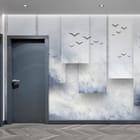 Miniatura fototapety Geometryczne panele z ptakami we wnętrzu przedpokoju