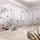 Miniatura fototapety Flamingi w kwiecistym otoczeniu we wnętrzu pokoju nastolatka