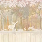 Miniatura fototapety Sylwetki jeleni w lesie