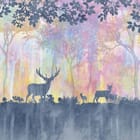 Miniatura fototapety Sylwetki jeleni w leśnym krajobrazie