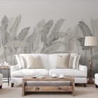 Miniatura fototapety Tropikalne liście na jasnym tle we wnętrzu salonu