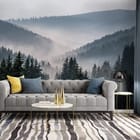 Miniatura fototapety Mglisty las iglasty o poranku we wnętrzu salonu