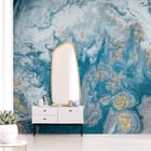 Miniatura fototapety Abstrakcja z Niebieskim i Złotem we wnętrzu przedpokoju