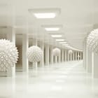 Miniatura fototapety Geometryczne kule w tunelu 3D