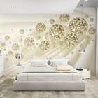 Miniatura fototapety Geometryczne złote kule w tunelu we wnętrzu sypialni